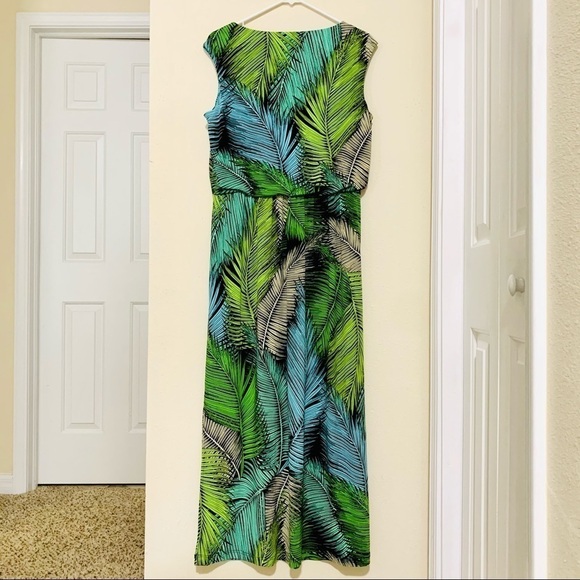 LONDON TIMES Tropical Palm prints maxi dress sz 12 - Picture 6 of 8